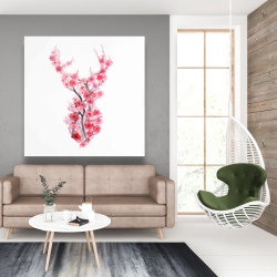 Canvas 48 x 48 - Deer in cherry blossoms