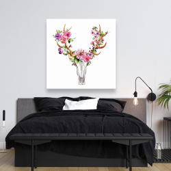 Toile 48 x 48 - Crâne de cerf avec fleurs