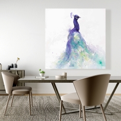 Canvas 48 x 48 - Abstract peacock in watercolor