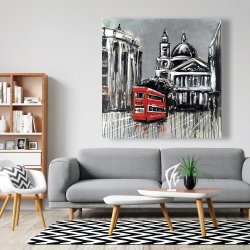 Canvas 48 x 48 - London street with red bus