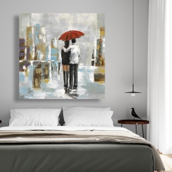 Canvas 48 x 48 - Couple walking under their umbrella