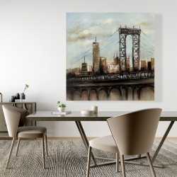 Toile 48 x 48 - Pont de ville par un jour gris