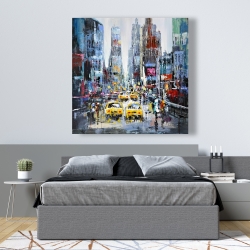 Canvas 48 x 48 - Urban scene with yellow taxis