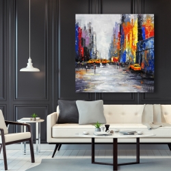 Canvas 48 x 48 - Color spotted street with taxis