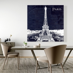 Canvas 48 x 48 - Paris blue print and eiffel tower