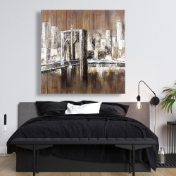 Canvas 48 x 48 - Aged finish brooklyn bridge