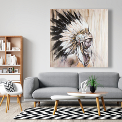 Canvas 48 x 48 - Indian with an headdress chief