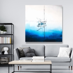 Toile 48 x 48 - Bateau blanc sur eau d'un bleu profond