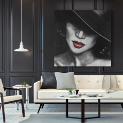 Canvas 48 x 48 - Mysterious red lips lady