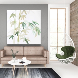 Canvas 48 x 48 - Watercolor bamboo leaves and branches