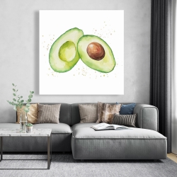 Toile 48 x 48 - Avocat ouvert à l'aquarelle