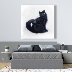 Canvas 48 x 48 - Furry black watercolor cat