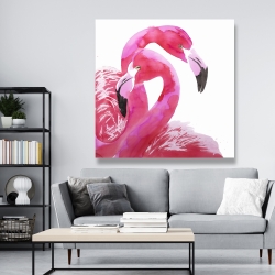Canvas 48 x 48 - Watercolor flamingo love