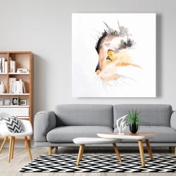 Toile 48 x 48 - Profil d'un chat à l'aquarelle