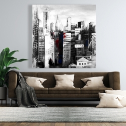 Toile 48 x 48 - Ville blanche avec éclaboussures de peinture