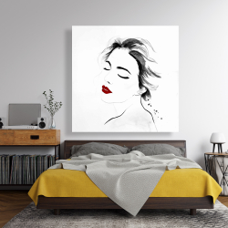 Toile 48 x 48 - Portrait de dame sereine en noir