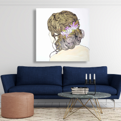 Canvas 48 x 48 - Blond woman from behind with flowers