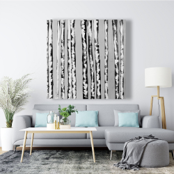 Toile 48 x 48 - Bouleaux noir et blanc