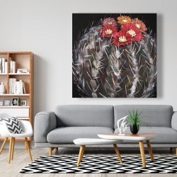 Toile 48 x 48 - Cactus mammillaria en fleur