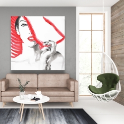 Canvas 48 x 48 - Woman with big hat