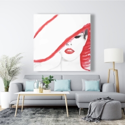 Canvas 48 x 48 - Woman with a summer hat