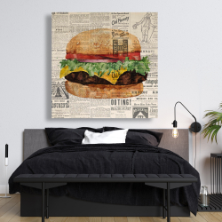 Canvas 48 x 48 - Vintage style all dressed cheeseburger