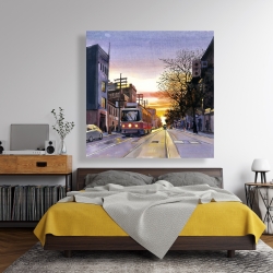 Toile 48 x 48 - Coucher de soleil une rue torontoise