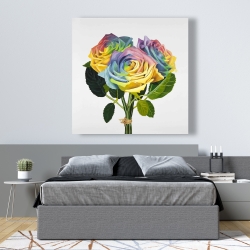 Canvas 48 x 48 - Bouquet of rainbow roses