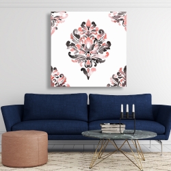 Toile 48 x 48 - Ornement baroque corail