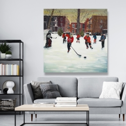 Toile 48 x 48 - Jeunes joueurs de hockey