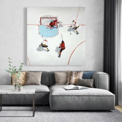 Toile 48 x 48 - Partie de hockey mouvementé