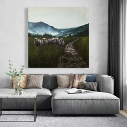Toile 48 x 48 - Moutons à la campagne