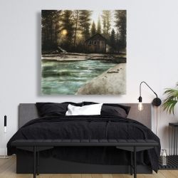 Canvas 48 x 48 - Cabin in the forest
