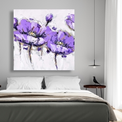 Toile 48 x 48 - Fleurs mauves abstraites