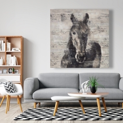 Toile 48 x 48 - Cheval abstrait et typographie