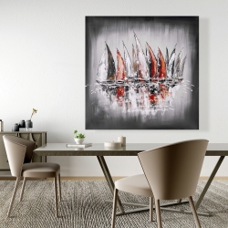 Toile 48 x 48 - Voiliers avec éclats de peinture