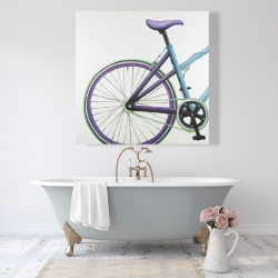 Toile 48 x 48 - Bicyclette bleue et mauve