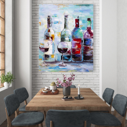 Canvas 48 x 60 - Four bottles of wine