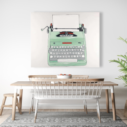 Toile 48 x 60 - Machine à écrire menthe