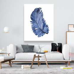 Toile 48 x 60 - Plume bleue à l'aquarelle