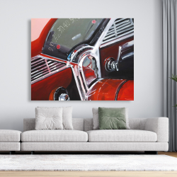 Canvas 48 x 60 - Vintage red car dashboard