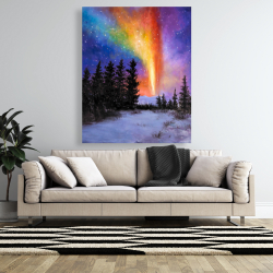 Canvas 48 x 60 - Aurora borealis in the forest