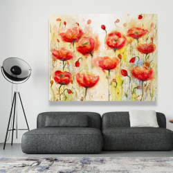 Toile 48 x 60 - Jardin de fleurs rouge