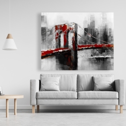 Canvas 48 x 60 - Abstract and red brooklyn bridge