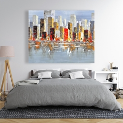 Canvas 48 x 60 - Colorful buildings with water reflection