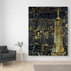 Canvas 48 x 60 - Gold city blue print