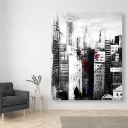 Toile 48 x 60 - Ville blanche avec éclaboussures de peinture