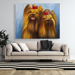 Canvas 48 x 60 - Two smiling dogs with bow tie