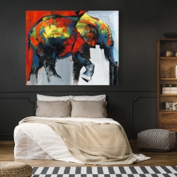 Canvas 48 x 60 - Abstract and colorful elephant in motion