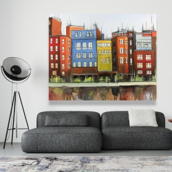 Canvas 48 x 60 - Boston colorful buildings